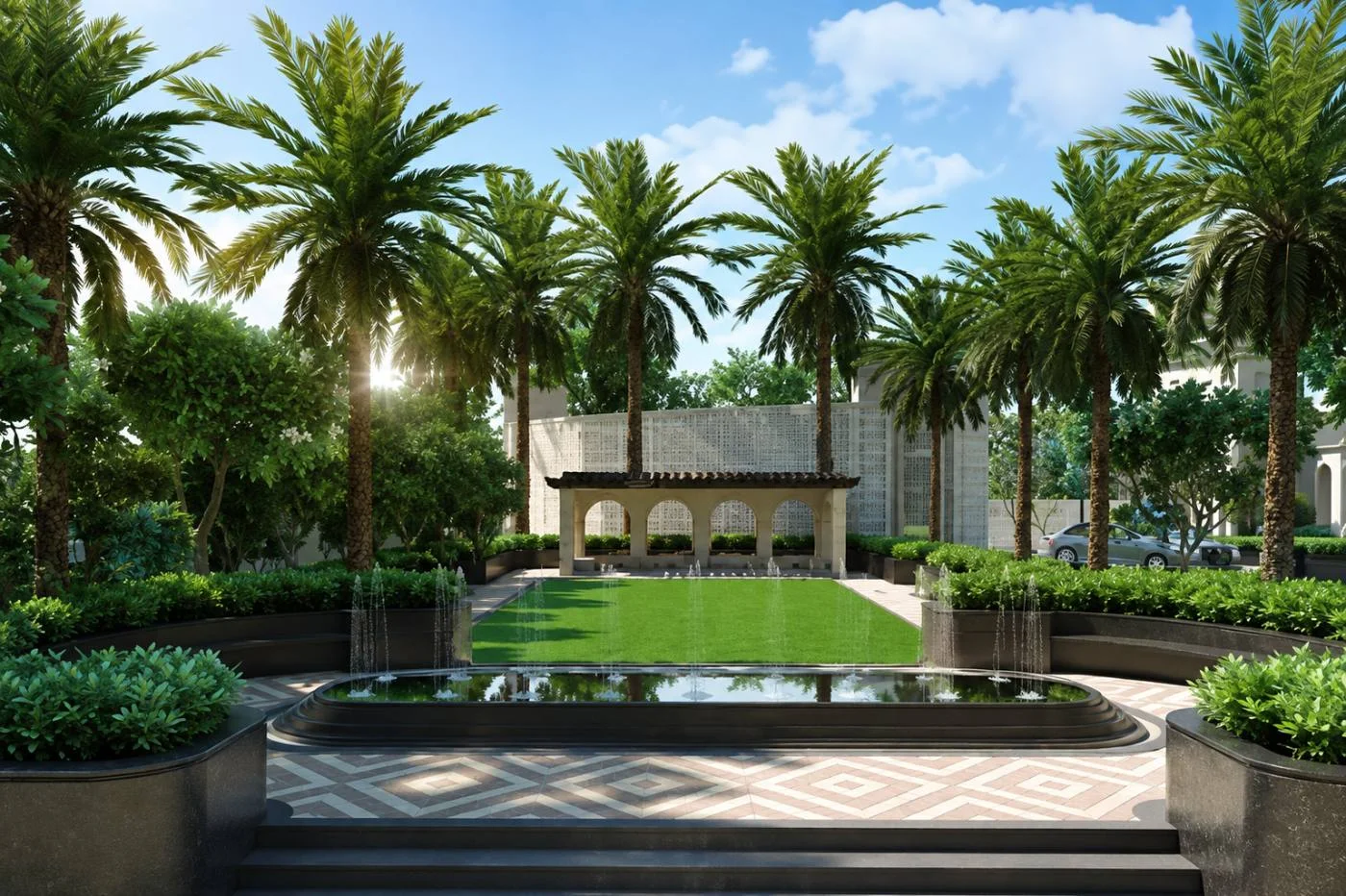 Landscaped garden area at Abhyudaya Celestial, Shalimar One World Lucknow