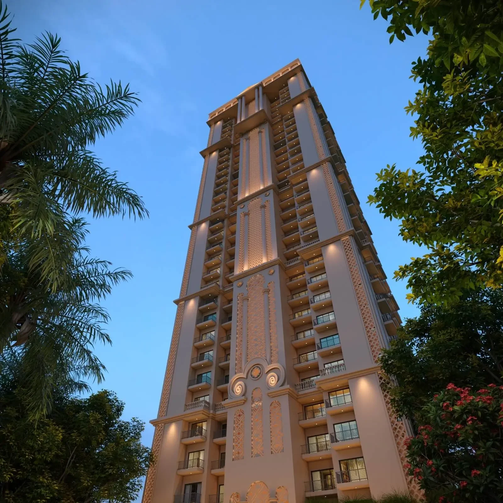 Abhyudaya Celestial tower facade, Shaheed Path Lucknow